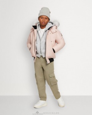 Chaqueta De Bombardero Moose Knuckles Bomber Shearling Niños Rosas | 425816-ADR