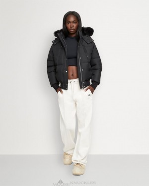 Chaqueta De Bombardero Moose Knuckles Cloud Bomber Shearling Mujer Negras Negras | 963701-WAK