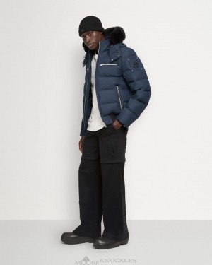 Chaqueta De Bombardero Moose Knuckles Cloud Bomber Neoshear Hombre Azul Marino Negras | 930468-KHX