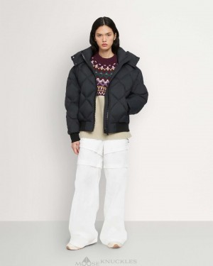 Chaqueta De Bombardero Moose Knuckles Flightweight Bankhead Bomber Mujer Negras | 417253-JXY