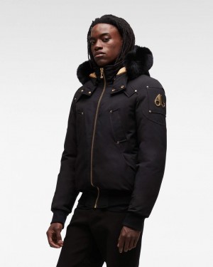 Chaqueta De Bombardero Moose Knuckles Gold Ballistic Bomber Fur Hombre Negras Negras | 867352-JGC