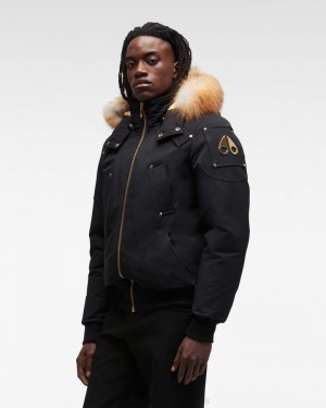 Chaqueta De Bombardero Moose Knuckles Gold Ballistic Bomber Fur Hombre Negras Doradas | 568390-PCM