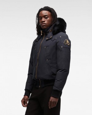 Chaqueta De Bombardero Moose Knuckles Gold Ballistic Bomber Fur Hombre Azul Marino Negras | 145928-VXG