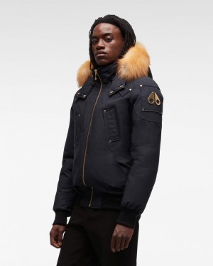Chaqueta De Bombardero Moose Knuckles Gold Ballistic Bomber Fur Hombre Azul Marino Doradas | 073541-MNF