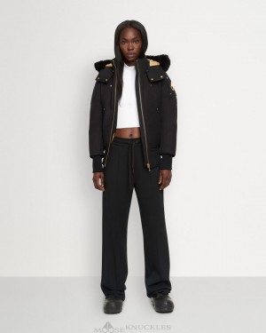 Chaqueta De Bombardero Moose Knuckles Gold Debbie Bomber Shearling Mujer Negras Negras | 013854-AKY