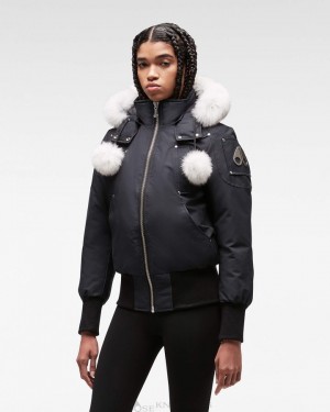 Chaqueta De Bombardero Moose Knuckles Original Debbie Bomber Fur Mujer Azul Marino | 618253-VRF