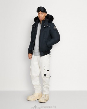 Chaqueta De Bombardero Moose Knuckles Original Ballistic Bomber Shearling Hombre Azul Marino Negras | 258763-GAH