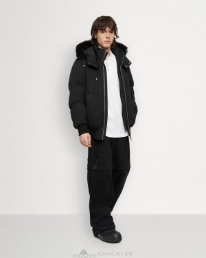 Chaqueta De Bombardero Moose Knuckles Original Ballistic Bomber Shearling Hombre Negras Negras | 379042-EOB