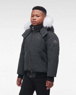 Chaqueta De Bombardero Moose Knuckles Original Bomber Fur Niños Granite / Natural Fox Fur | 613895-COA