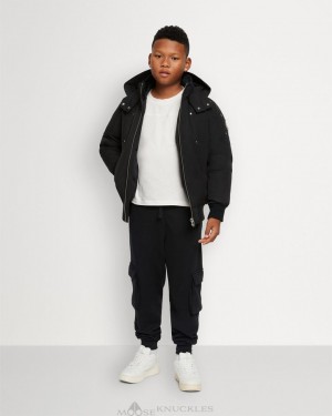 Chaqueta De Bombardero Moose Knuckles Original Bomber Niños Negras | 537641-AXE