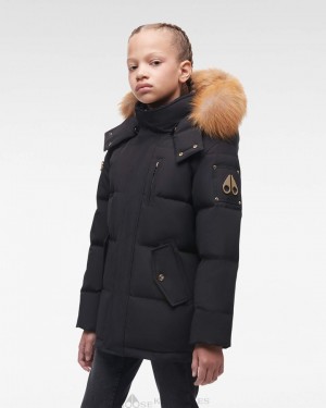 Chaquetas Moose Knuckles Gold 3q Fur Niños Negras Doradas | 834752-TSG