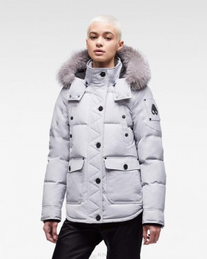 Chaquetas Moose Knuckles Onyx Anguille Jacket Mujer Gray Birch / Frost Fox Fur | 291038-JVM