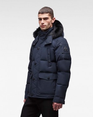 Chaquetas Moose Knuckles Onyx Round Island Jacket Hombre Azul Marino Negras | 064821-VNJ