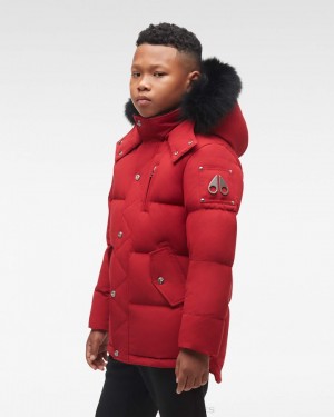 Chaquetas Moose Knuckles Original 3q Fur Niños Rojas Oscuro Negras | 749530-ZSF