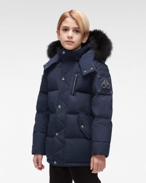 Chaquetas Moose Knuckles Original 3q Fur Niños Azul Marino Negras | 198032-KVA