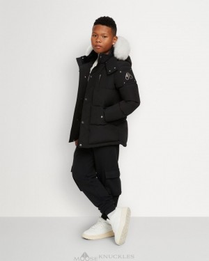 Chaquetas Moose Knuckles Original 3q Shearling Niños Negras | 369501-HYJ