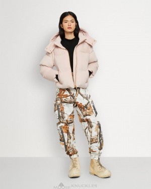 Chaquetas Moose Knuckles Velour Comptoir Puffer Mujer Rosas | 718436-SXC