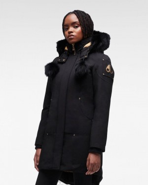 Parkas Moose Knuckles Gold Stirling Parka Fur Mujer Negras Negras | 938726-VAF