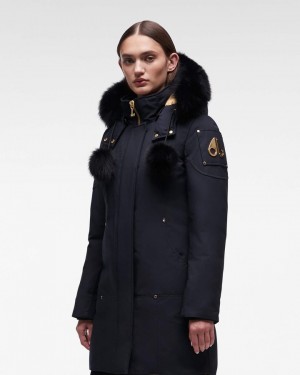 Parkas Moose Knuckles Gold Stirling Parka Fur Mujer Azul Marino Negras | 847503-NDB