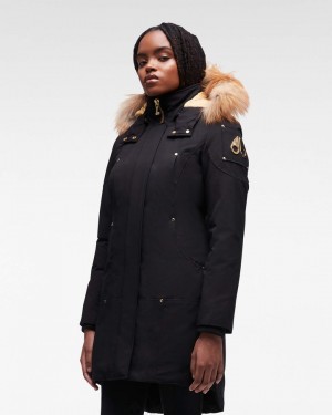 Parkas Moose Knuckles Gold Stirling Parka Fur Mujer Negras Doradas | 286379-JVL
