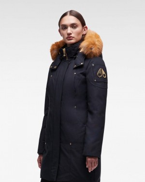 Parkas Moose Knuckles Gold Stirling Parka Fur Mujer Azul Marino Doradas | 279804-QZC