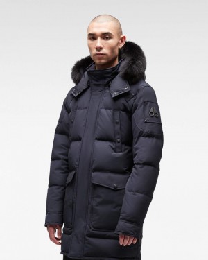 Parkas Moose Knuckles Onyx Big Ridge Parka Hombre Azul Marino Negras | 821975-IKW