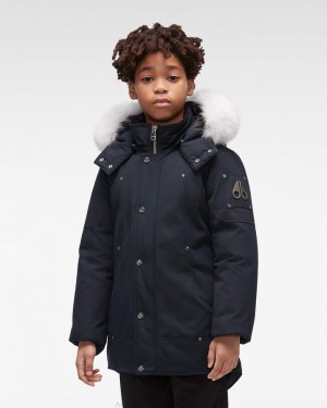 Parkas Moose Knuckles Original Parka Fur Niños Azul Marino | 385129-KHT