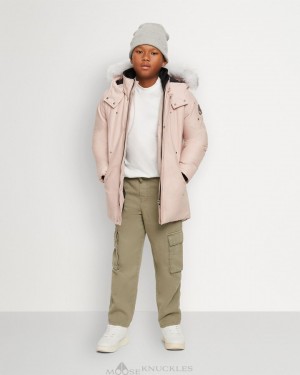 Parkas Moose Knuckles Original Parka Shearling Niños Rosas | 370948-PAN
