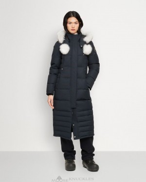 Parkas Moose Knuckles Original Saskatchewan Parka Fur Mujer Azul Marino | 791386-FYM