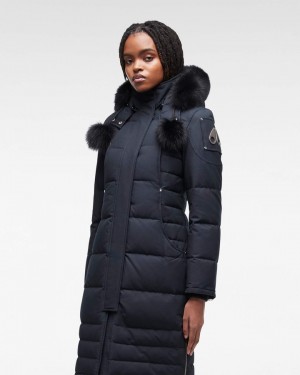 Parkas Moose Knuckles Original Saskatchewan Parka Fur Mujer Azul Marino Negras | 791453-NLO