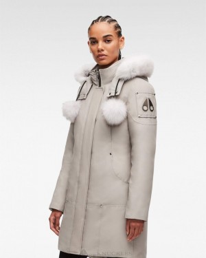 Parkas Moose Knuckles Original Stirling Parka Fur Mujer Gris | 265790-TYS