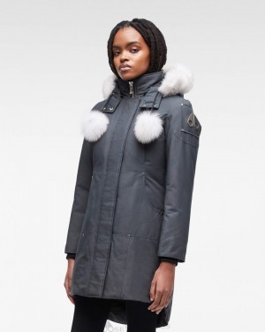 Parkas Moose Knuckles Original Stirling Parka Fur Mujer Granite / Natural Fox Fur | 120758-ZIR