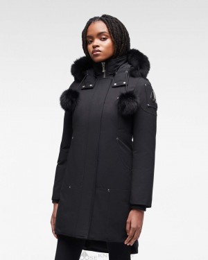 Parkas Moose Knuckles Original Stirling Parka Fur Mujer Negras Negras | 609123-OMI
