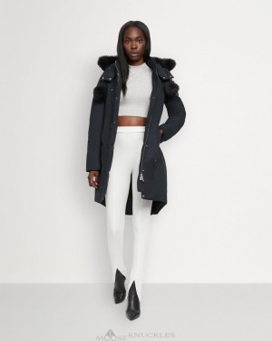 Parkas Moose Knuckles Original Stirling Parka Shearling Mujer Azul Marino Negras | 018239-BUN