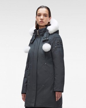 Parkas Moose Knuckles Original Stirling Parka Shearling Mujer Granite / Natural Shearling | 831947-JNQ