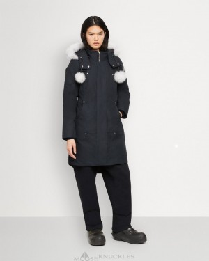 Parkas Moose Knuckles Original Stirling Parka Shearling Mujer Azul Marino | 602745-JQO