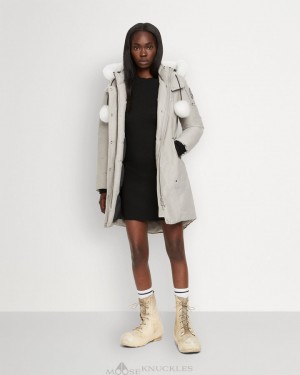 Parkas Moose Knuckles Original Stirling Parka Shearling Mujer Gris | 027945-ZCX