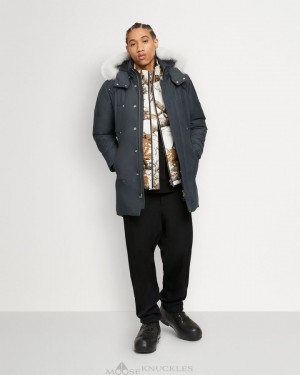 Parkas Moose Knuckles Original Stirling Parka Fur Hombre Granite / Natural Fox Fur | 492153-SWP