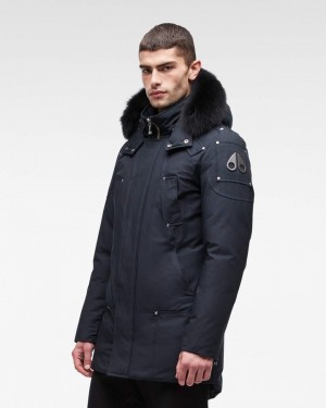 Parkas Moose Knuckles Original Stirling Parka Fur Hombre Azul Marino Negras | 091865-KWU