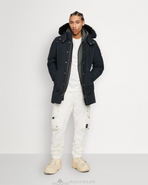 Parkas Moose Knuckles Original Stirling Parka Shearling Hombre Azul Marino Negras | 309428-EIK