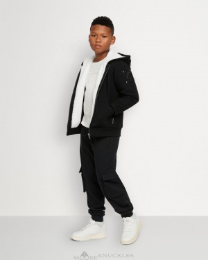 Sudadera con Capucha Moose Knuckles Classic Bunny Niños Negras Blancas | 318265-RPM