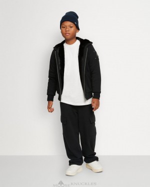 Sudadera con Capucha Moose Knuckles Classic Bunny Niños Negras Negras | 279364-XCT