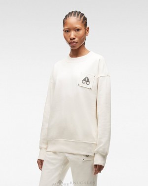 Sudaderas Moose Knuckles Brooklyn Crew Neck Mujer Plaster | 106739-ROB