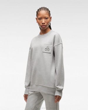 Sudaderas Moose Knuckles Brooklyn Crew Neck Mujer Gris | 428907-XPC