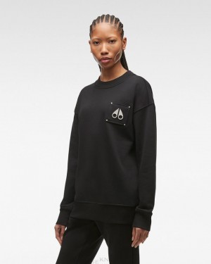 Sudaderas Moose Knuckles Brooklyn Crew Neck Mujer Negras | 129763-PWO