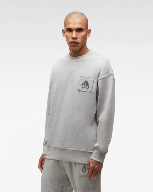 Sudaderas Moose Knuckles Brooklyn Crew Neck Hombre Gris | 134907-FIO