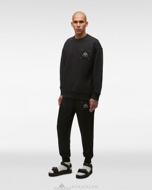 Sudaderas Moose Knuckles Brooklyn Crew Neck Hombre Negras | 627458-XRL