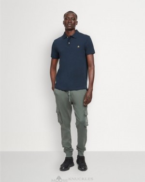 Tees Moose Knuckles Pique Gold Polo Hombre Azul Marino | 157043-KFZ
