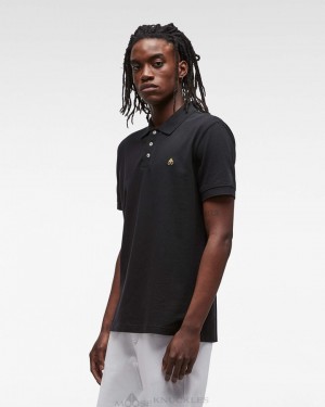 Tees Moose Knuckles Pique Gold Polo Hombre Negras | 380964-YBE