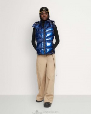 Vests Moose Knuckles Glossy Park Vest Mujer Cobalt | 695071-ZHL